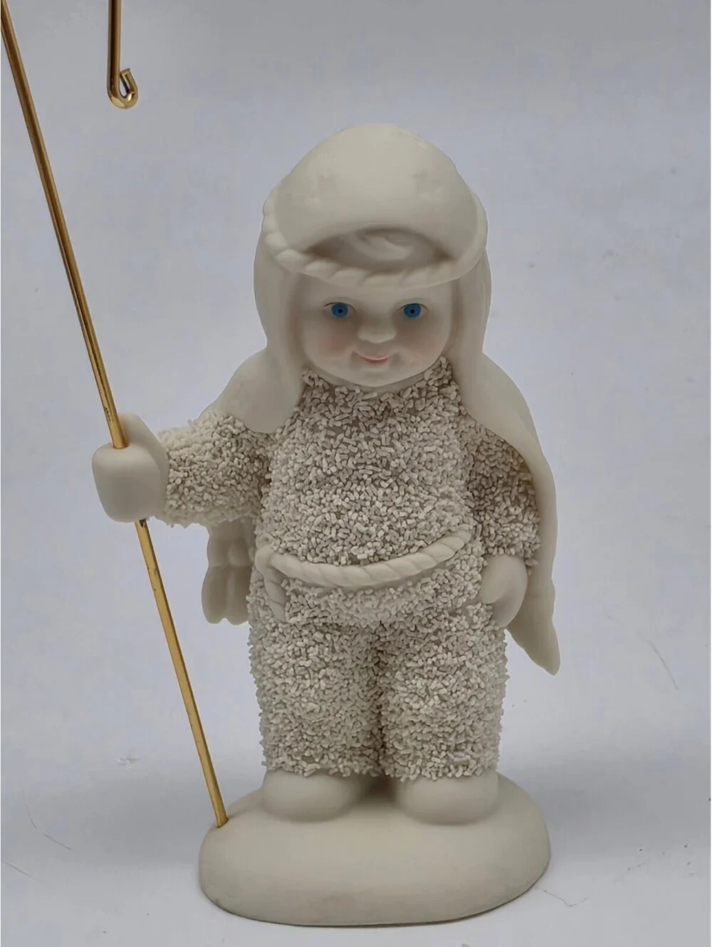 Vintage Ceramic Shepherd Figurine with Gold Staff